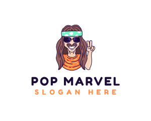 Cool Hippie Man logo design