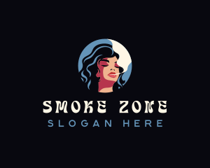 Woman Smoking Cigarette logo