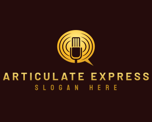 Microphone Podcast Chat logo design