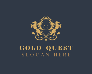 Gold Pegasus Shield logo design