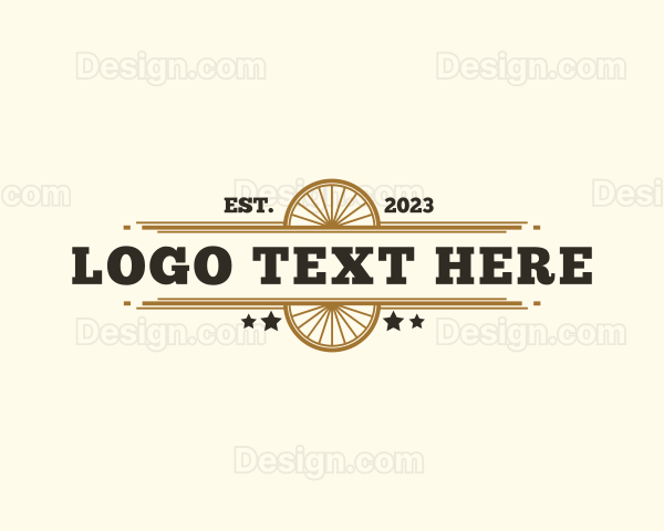 Western Saloon Wagon Wheel Logo