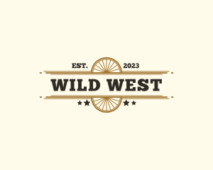 Western Saloon Wagon Wheel logo design