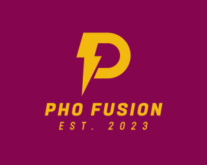 Yellow Letter P Electric logo design