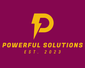 Yellow Letter P Electric logo design