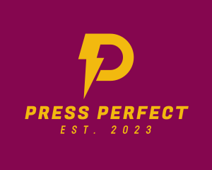 Yellow Letter P Electric logo design