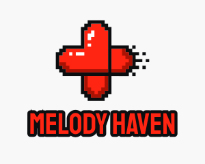 Modern Pixel Heart Cross logo