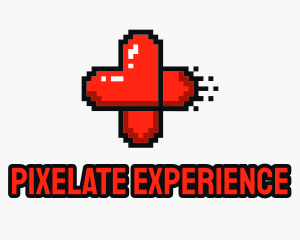 Modern Pixel Heart Cross logo