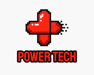 Modern Pixel Heart Cross logo