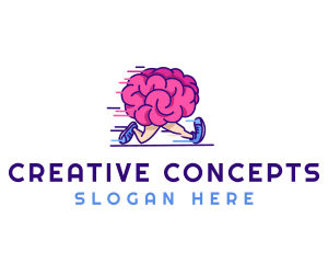 Brain Running Character logo design