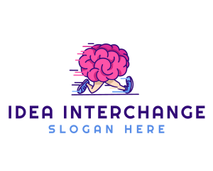 Brain Running Character logo design