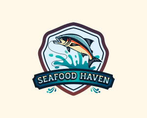 Seafood Salmon Fishing  logo design