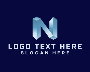 3D Industrial Letter N logo design