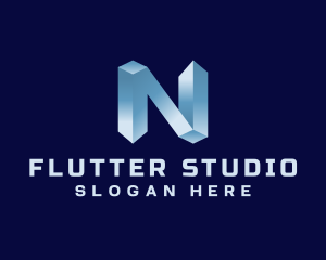 3D Industrial Letter N logo design