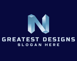 3D Industrial Letter N logo design