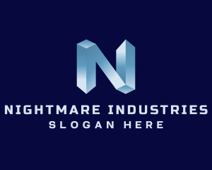 3D Industrial Letter N logo design