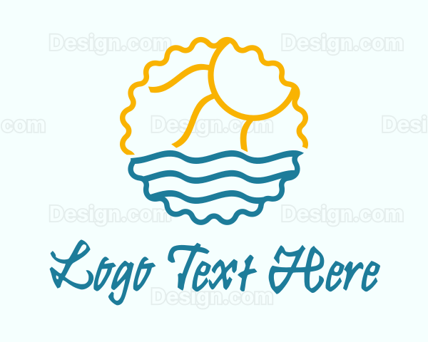 Sun Sea Summer Badge Logo