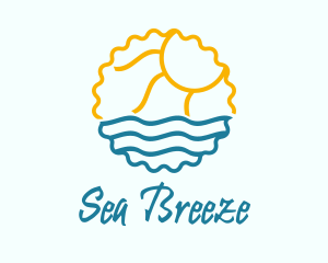 Sun Sea Summer Badge logo design