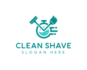 Stopwatch Cleaning Housekeeping logo design