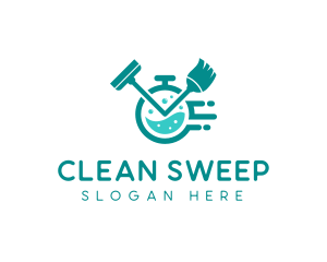 Stopwatch Cleaning Housekeeping logo design