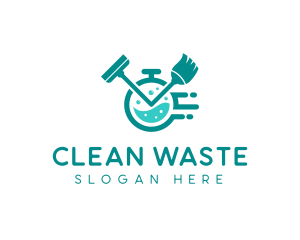 Stopwatch Cleaning Housekeeping logo design