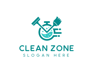 Stopwatch Cleaning Housekeeping logo design