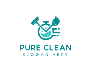 Stopwatch Cleaning Housekeeping logo design