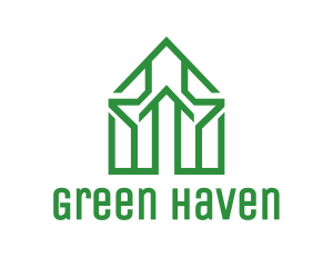 Green House Outline logo design