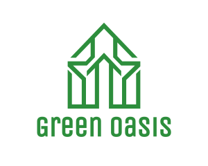 Green House Outline logo design