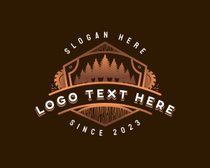 Saw Blade Wood Logging Logo