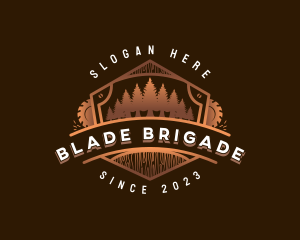 Saw Blade Wood Logging logo design