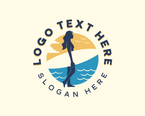 Woman Surfboard Surfer logo