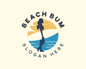 Woman Surfboard Surfer logo design