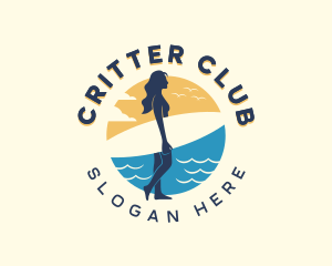 Woman Surfboard Surfer logo design