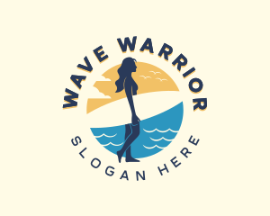 Woman Surfboard Surfer logo