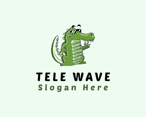 Waving Cool Croc logo design