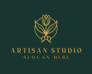 Elegant Floral Shears logo design