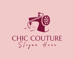 Pink Sewing Machine logo design