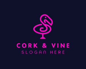 Neon Flamingo Character logo design