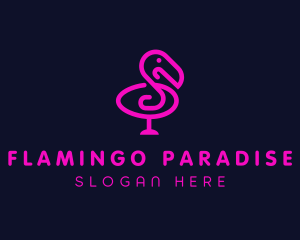 Neon Flamingo Character logo design