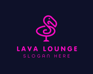 Neon Flamingo Character logo design