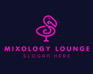 Neon Flamingo Character logo design