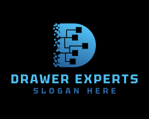 Pixel Software Letter D logo design