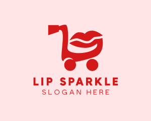 Shopping Cart Lips  logo design