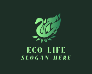 Green Swan Leaf logo design