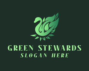 Green Swan Leaf logo design