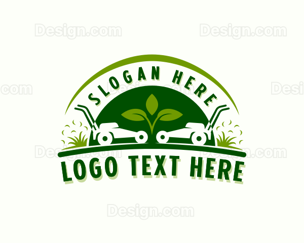 Lawn Mower Garden Landscaping Logo