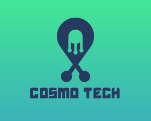 Tech Pin Location logo design