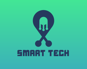 Tech Pin Location logo design