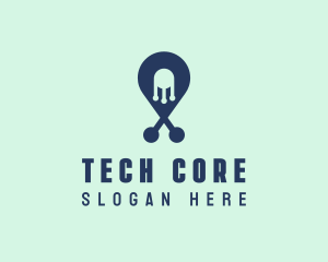 Tech Pin Location logo design