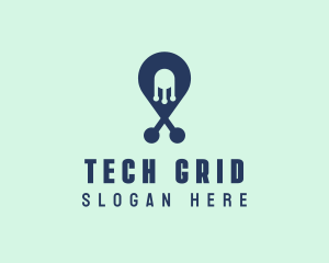 Tech Pin Location logo design